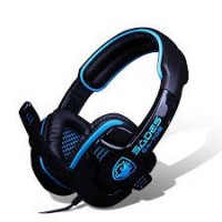 SADES SA-901 USB 2.0 con cable de los auriculares w / micrófono - Negro + Azul (307cm de cable)