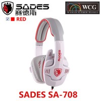 Sades SA708 Auriculares para juegos w / micrófono - negro + gris + rojo (3.5mm / 220 cm-Cable)
